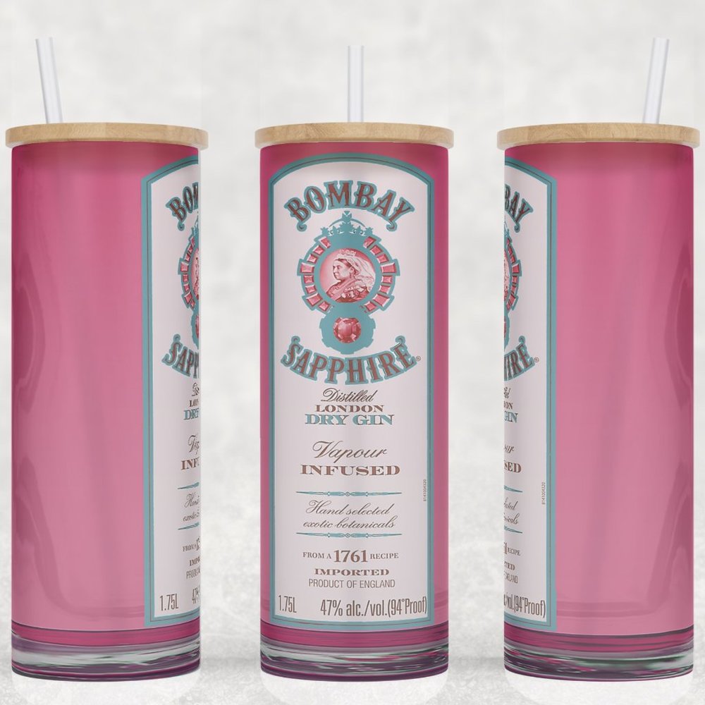 Bombay Sapphire Gin Pink Frosted Glass Tumbler 20oz